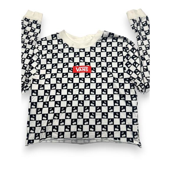 Vans Cropped Long Sleeve Checkerboard Design Size Small - Picture 3 of 10